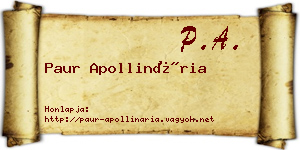 Paur Apollinária névjegykártya